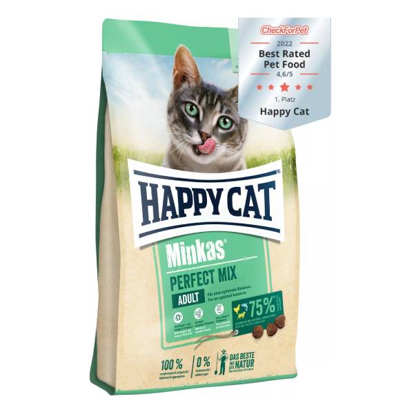غذا خشک گربه بالغ هپی کت مدل مینکاس میکس ( Minkas Mix) وزن 1 کیلو گرم زیپ کیپ