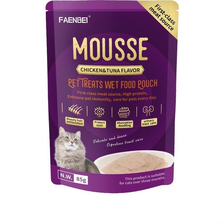 پوچ فنبی گربه طعم مرغ و ماهی تن مدل موس 85 گرم
