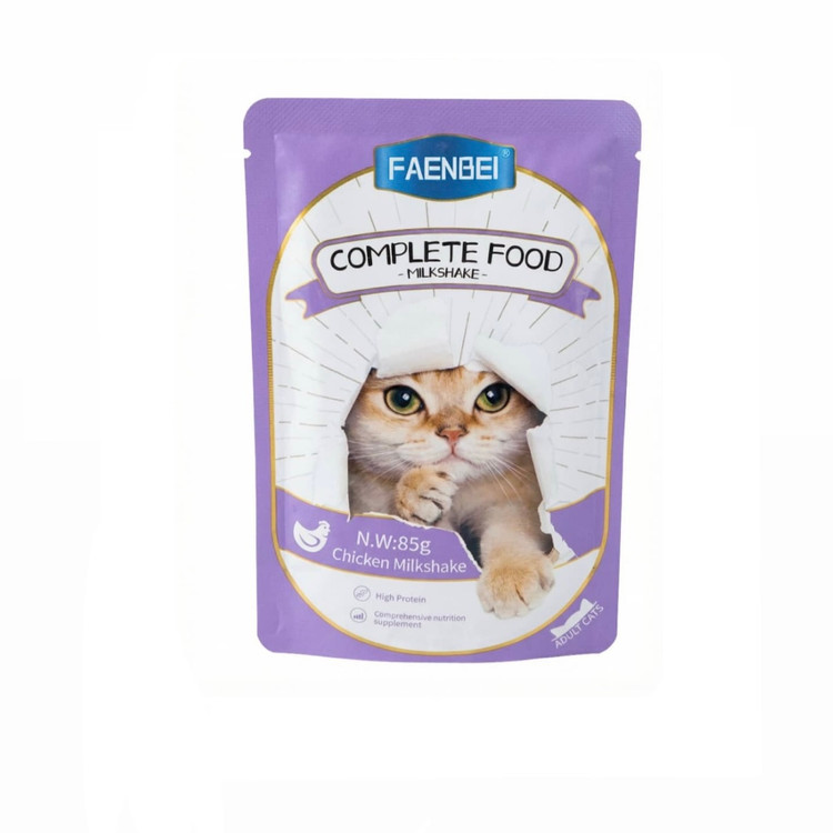 پوچ غذای کامل تر گربه فنبی مدل میلکشیک با طعم مرغ Faenbei Cat Milkshake With Chicken وزن 85 گرم