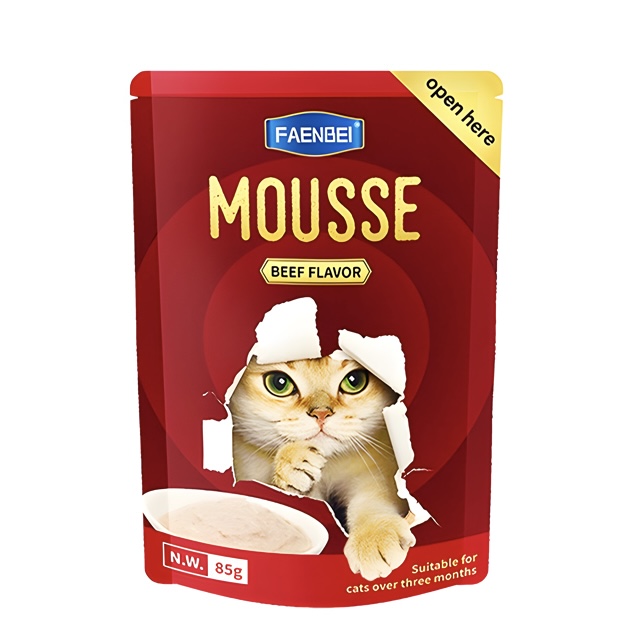 پوچ فنبی گربه طعم گوشت گوساله تن مدل موس 85 گرم