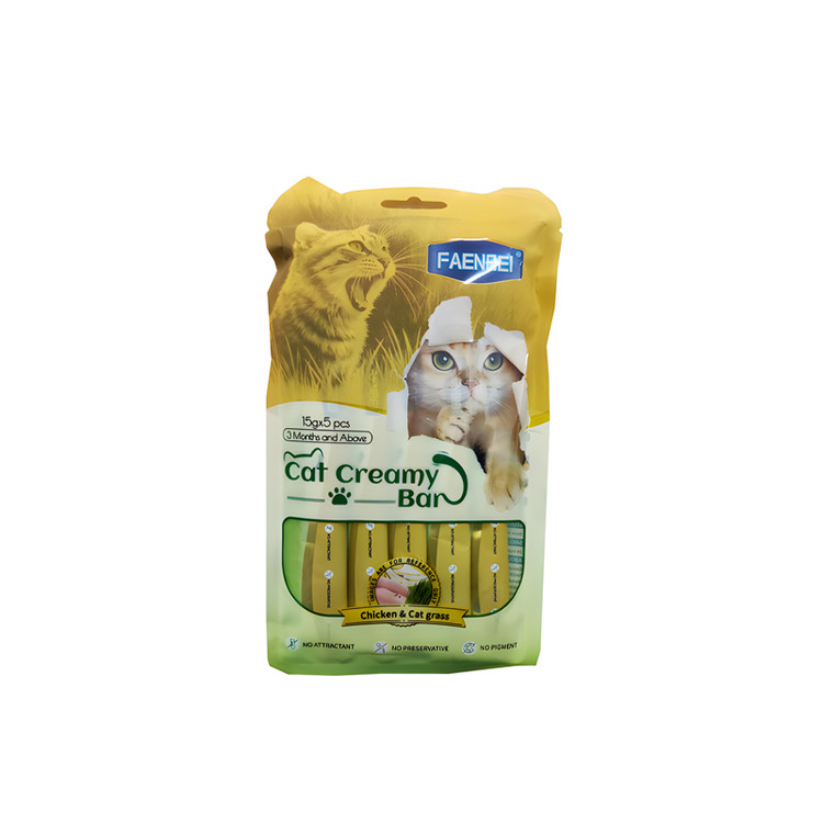 بستنی گربه فنبی با طعم مرغ و علف گربه Faenbei Cat Creamy Bar with chicken & cat grassبسته ۵ عددی
