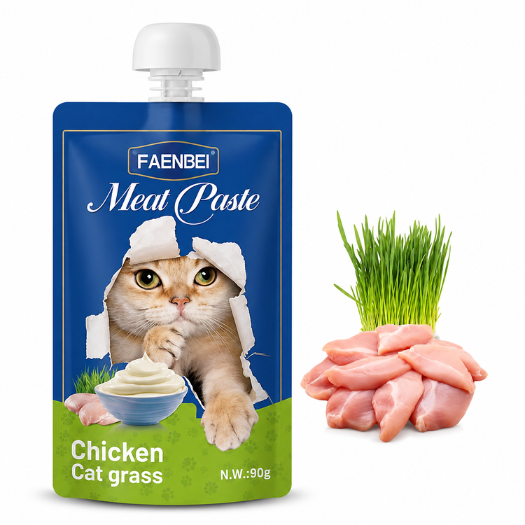 پودینگ گربه فنبی طعم مرغ و علف گربه 90 گرم