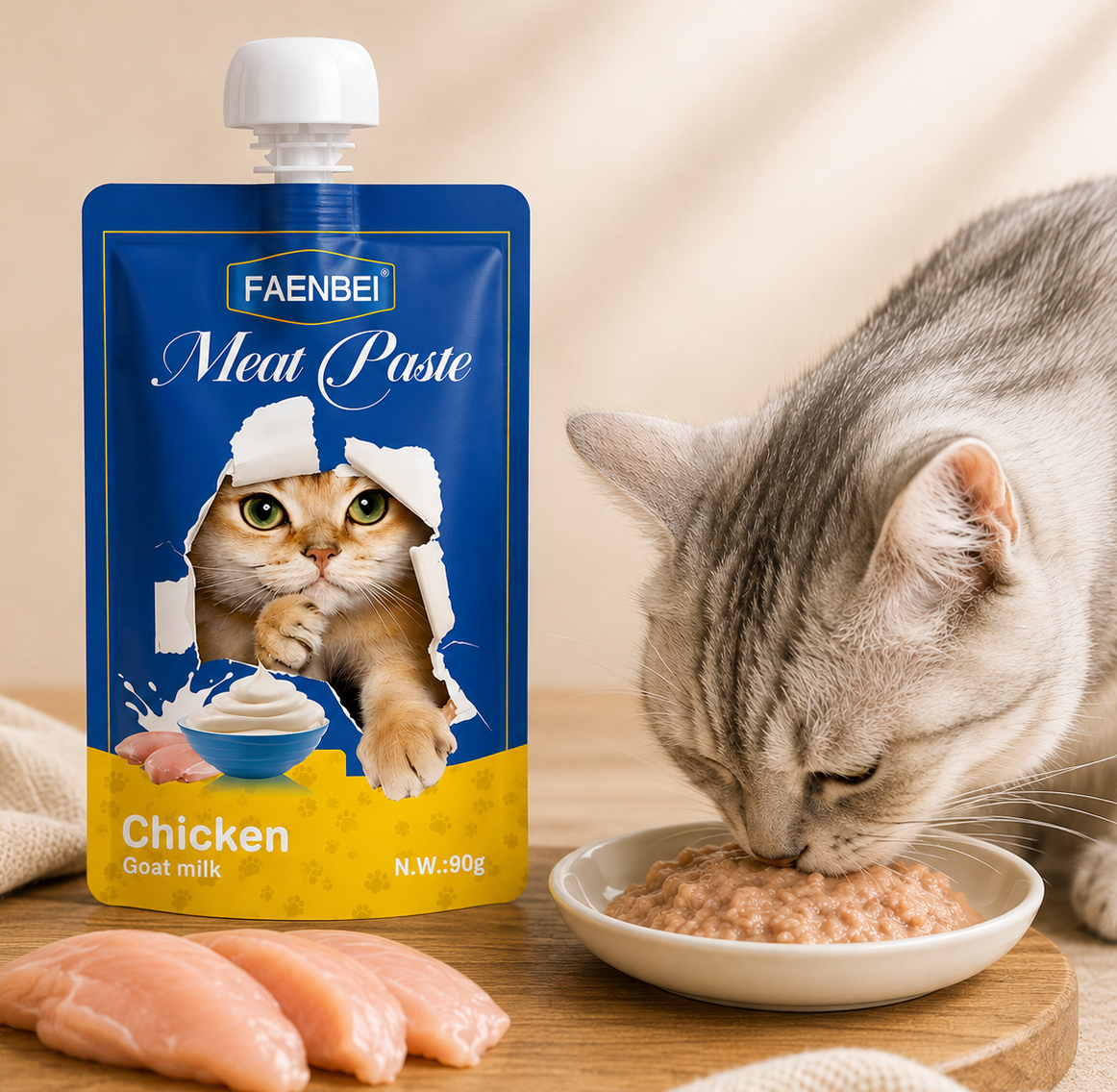 پودینگ گربه بالغ فنبی با طعم مرغ و شیر بز 90 گرم
