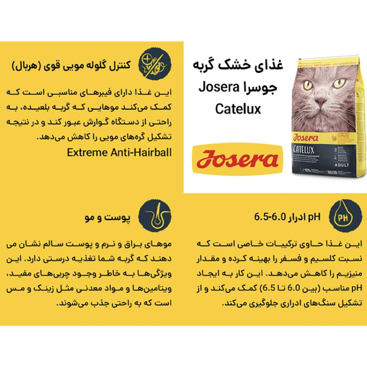 غذای خشک گربه جوسرا مدل کتلوکس (Catelux ) وزن 2 کیلوگرم