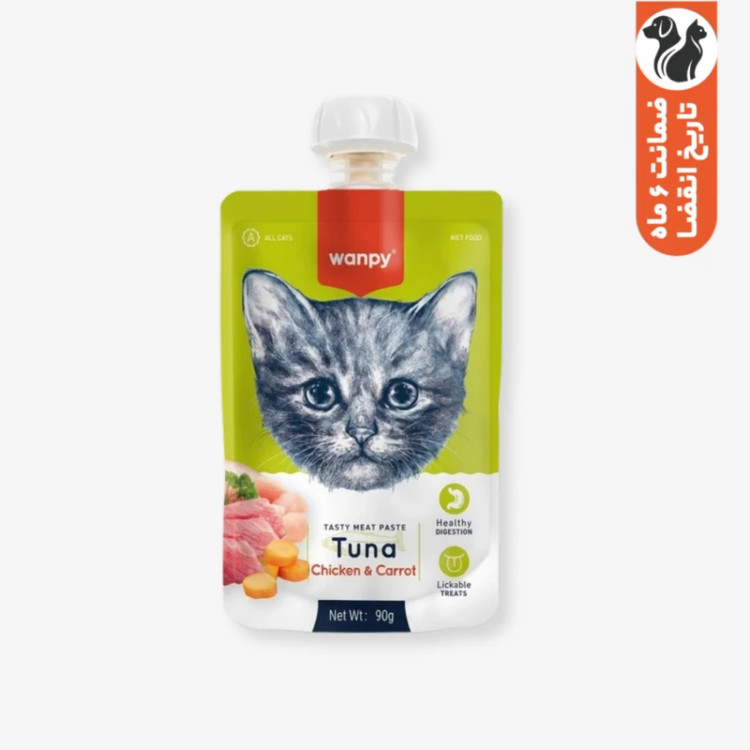 پودینگ گربه ونپی مدل سفارش اروپا با طعم ماهی تن و مرغ و هویج وزن 90 گرم