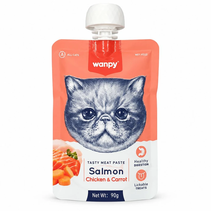 پودینگ گربه ونپی مدل سفارش اروپا با طعم سالمون و مرغ و هویج وزن 90 گرم